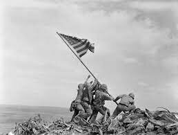 Six Marines plant the U.S. flag on Iwo Jima