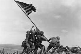 Six Marines plant the U.S. flag on Iwo Jima