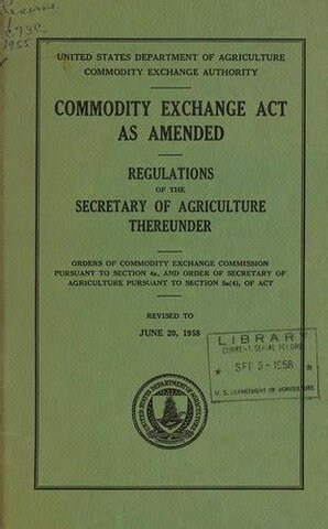 Establecimiento de la Ley de Intercambio de Materias Primas (The Commodity Exchange Act)