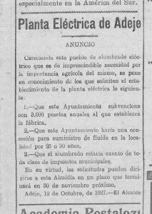 Llegada de la luz a Adeje