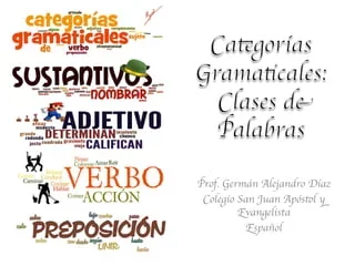 Categorías gramaticales: pronombre, artículo, conjunción, determinante y preposición