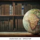 Old globe on bookshelf background 260nw 1045227109