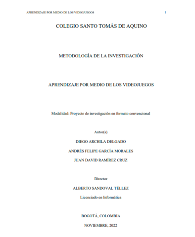 Proyecto: Aprendizaje por Medio de los Videojuegos