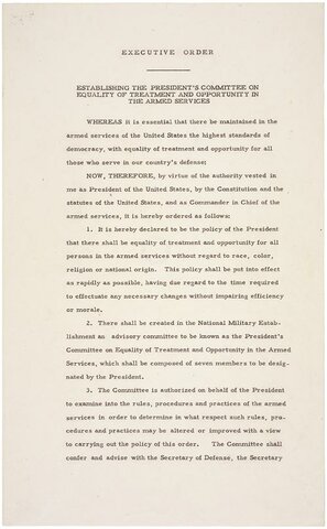 President Harry Truman issues Executive Order 9981