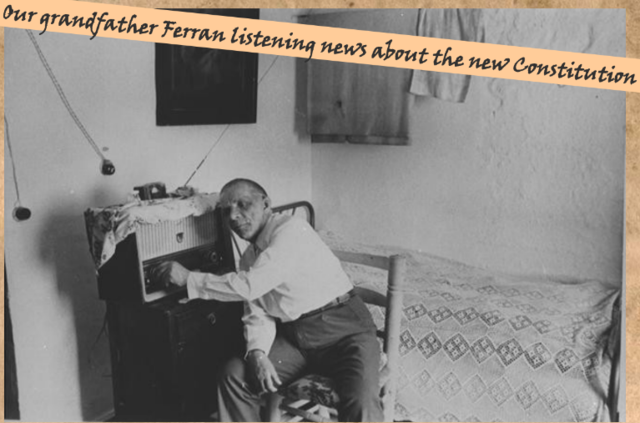 Ferran listening news about the new constitution