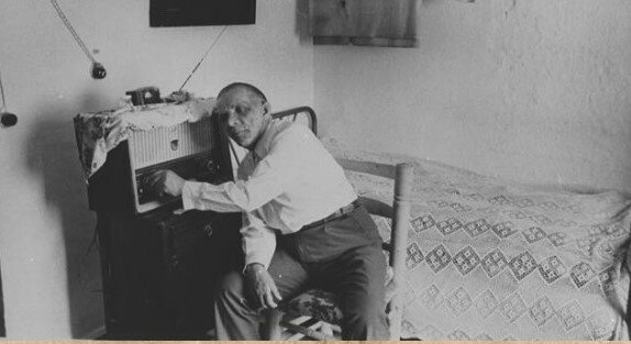 Our grandfather Ferran listening news about the new Constitution.