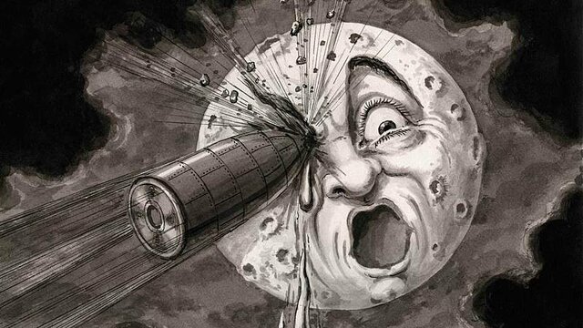 Georges Méliès dirige "Viaje a la Luna"
