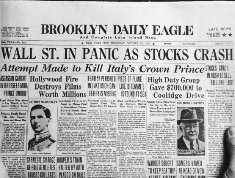 Stock Market Crash Begins Great Depression