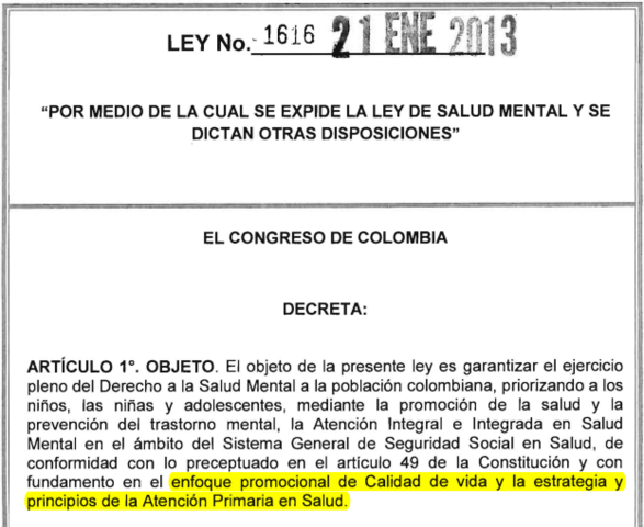 Ley 1616 de 2013