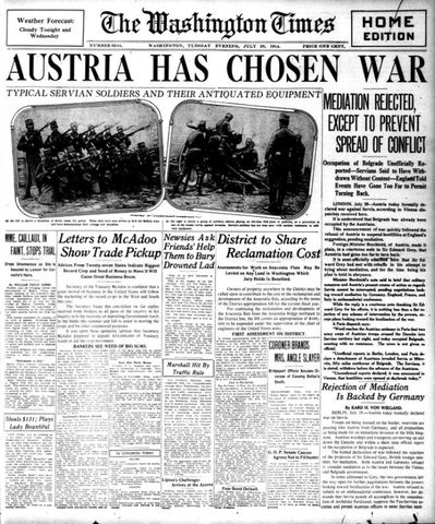 Austria declara la guerra a Serbia.