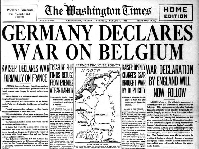 War declared on Belgium