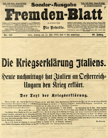 Italy declares war on Austria-Hungary