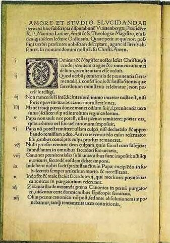 Martin Luther publishes the 95 Theses