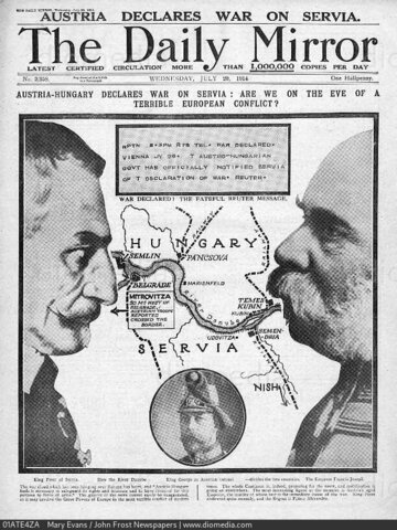 Emperor Franz Joseph of Austria-Hungary declares war on Serbia.