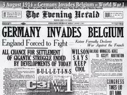 Germany declares war on neutral Belgium