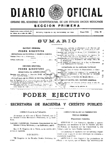 Entrada en vigor el Código Fiscal de la Federación