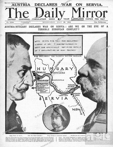 Austria Hungary declares war on Serbia