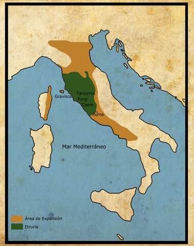 Tratado en el que se extiende el territorio romano hasta Lacio y Ertruria
