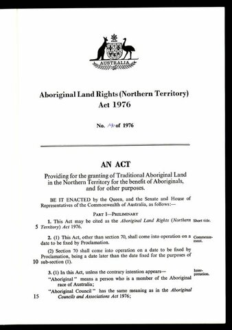 First Aboriginal land rights act