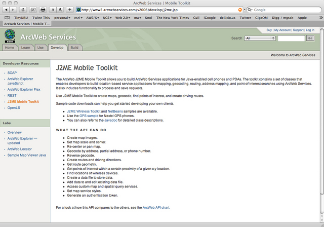 ArcWeb Services J2ME Mobile Toolkit