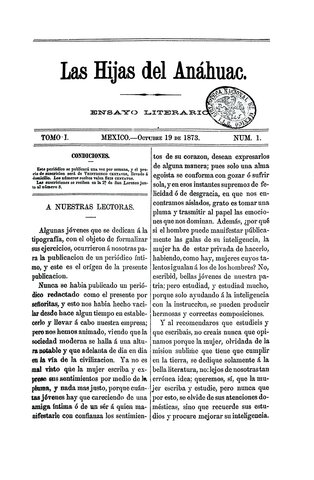 Se funda el semanario Las Hijas del Anáhuac