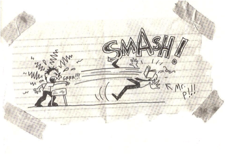 Junior hits Mr. P with a book