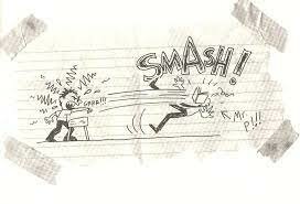 Junior hits Mr.P with a book