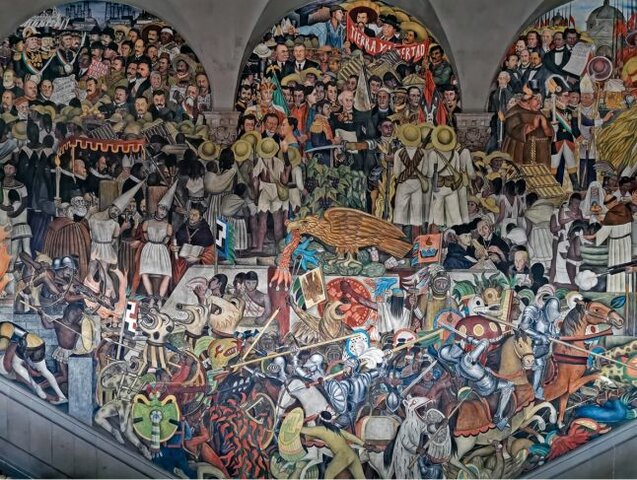 Creación del mural "La epopeya del pueblo mexicano"