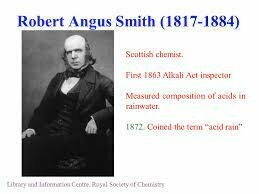 the term acid rain is coined by Robert Angus Smith in the book Air and Rain