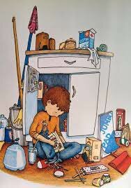 When the mouse looks at the fridge he will remember he is thirsty and asks the boy for some milk.  When the mouse has milk he will want a cookie as well.