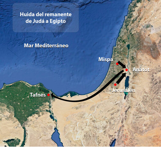 Remanente del Pueblo de Judá huye a Egipto.