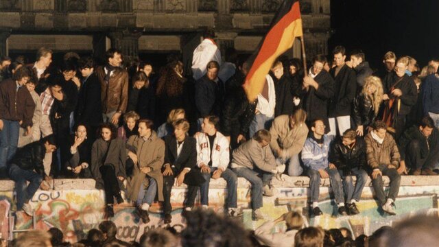 The tearing down of the Berlin wall