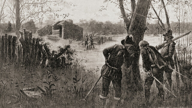 Some  settlers stay on Roanoke. The other settler go back to England for supplies