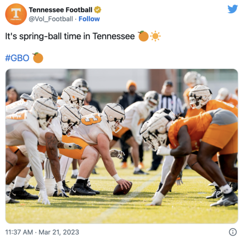 Spring Ball in Tennessee Twitter Post
