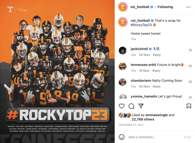 #2023 Vol Recruits Instagram Post