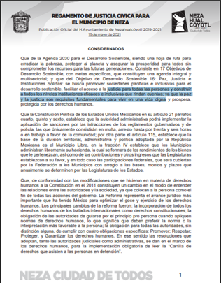 Reglamento de Justicia Civica de Nezahualcóyotl
