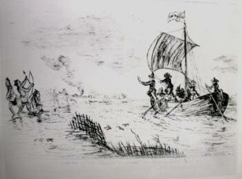 Raleigh sets up colony on Roanoke Island