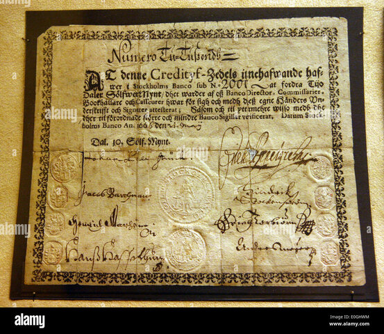 Primer Banco Europeo en usar papael moneda