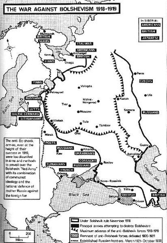Kolchak (one of the White leaders) begins serious attacks against Reds from Siberia