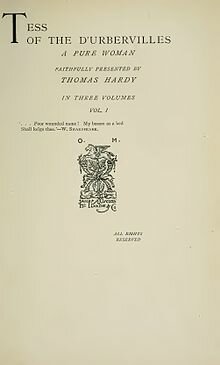 Tess of the D'Urbervilles is published