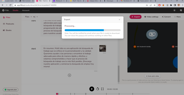 Elaboración del video