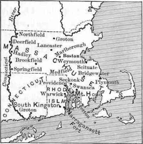 King Phillip's War begins in Colonial villaages of Massachusetts, between colonists and Native Americans