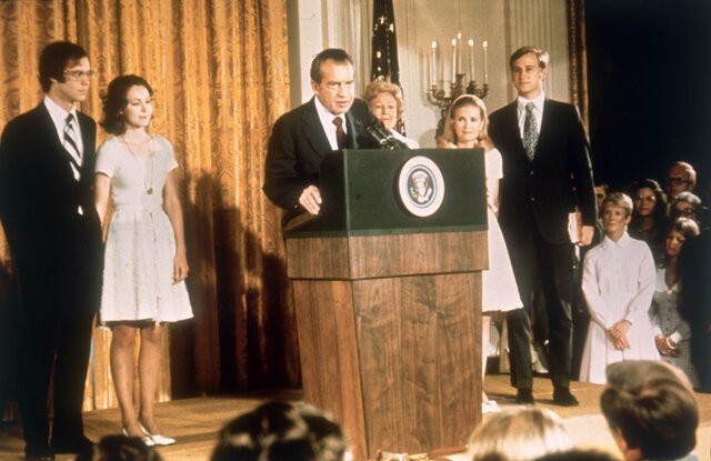 Richard Nixon resigns the Presidency