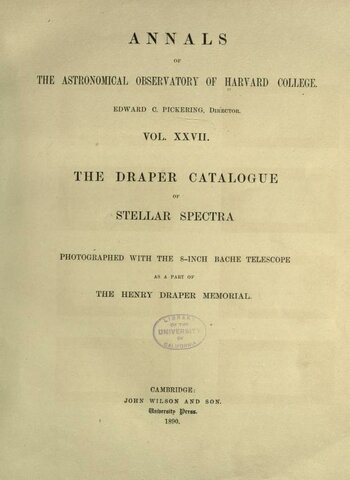 does a work (Draper Catalogue of Stellar Spectra)