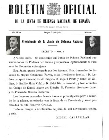 Decreto de constitución de la Junta de Defensa Nacional