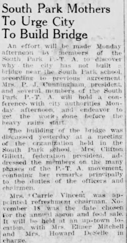 Bridge Requested for South Park School