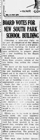 New South Park School to be Built