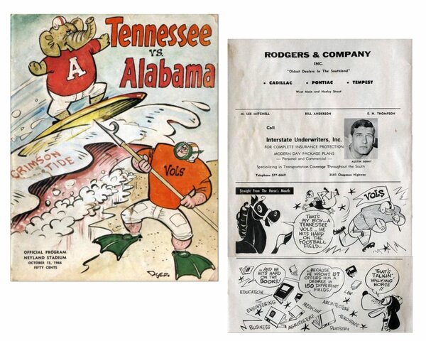 1966: Tennessee vs Alabama Football Program