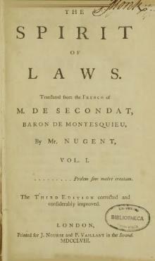 Baron de Montesquieu publishes "The Spirit of Laws"