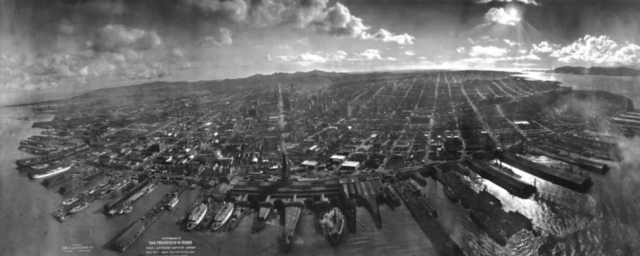 Fotografía desde una cámara elevada por una cometa en1906